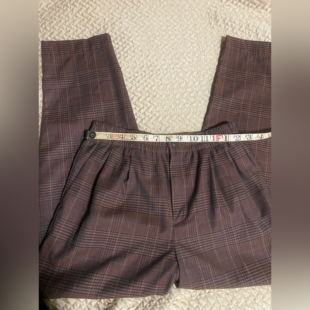 Madewell Pull On Elastic Waist Brown Plaid Pants Size XS - Picture 3 of 6
